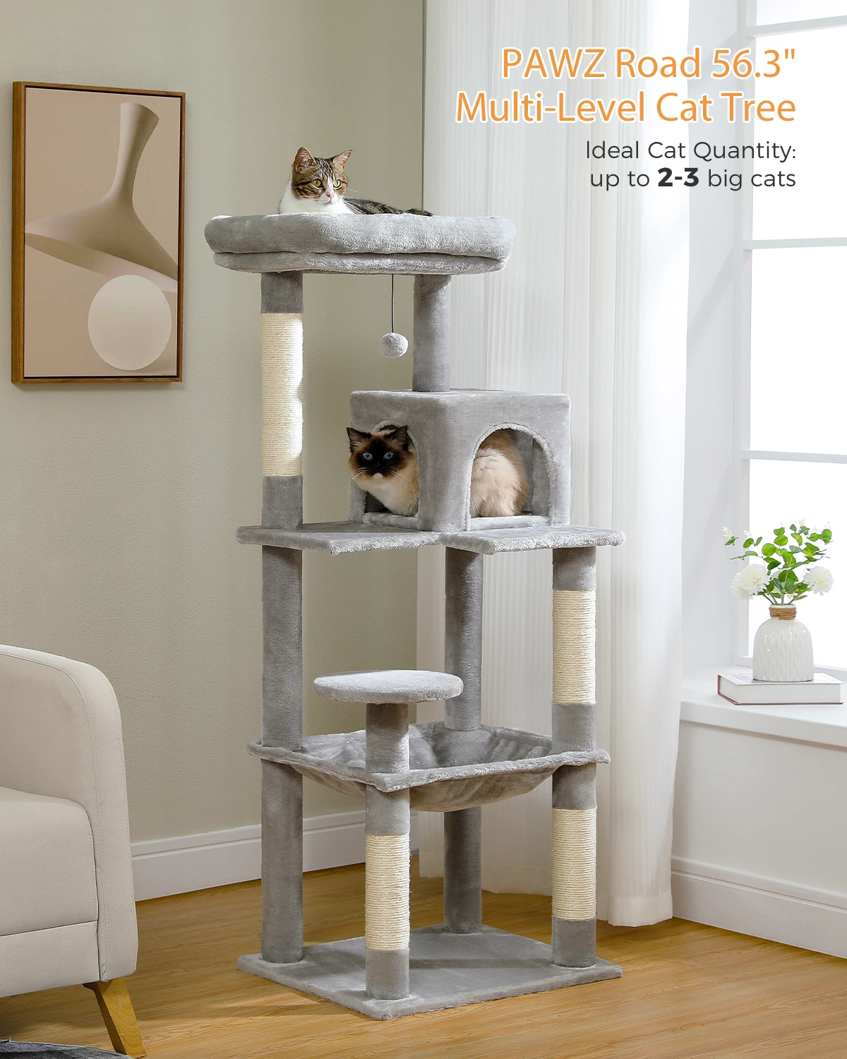 Imagem -04 - Árvore de Gato Multi-nível com Arranhão Luxury Cat Tower Condo House Pet Scratcher para Interior Acessórios de Brinquedo