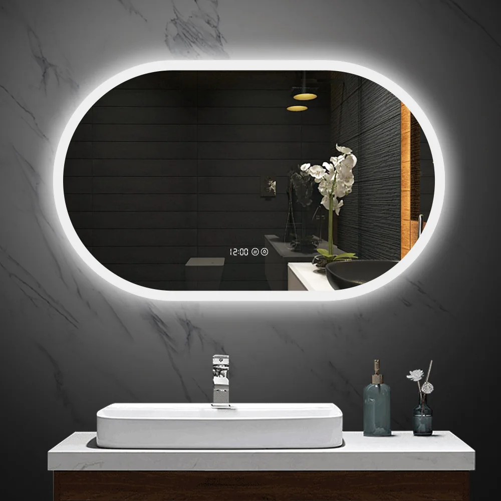 Intelligent touch screen LED bathroom mirror anti fog hotel bathroom mirror stylish and simple makeup mirror