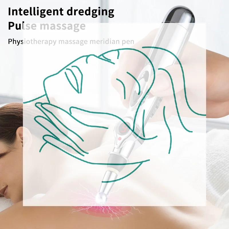 

Электрическая массажная ручка с регулируемой интенсивностью для массажа тела, спины и рук, расслабления мышц, работает от батареек, серебристого цвета.