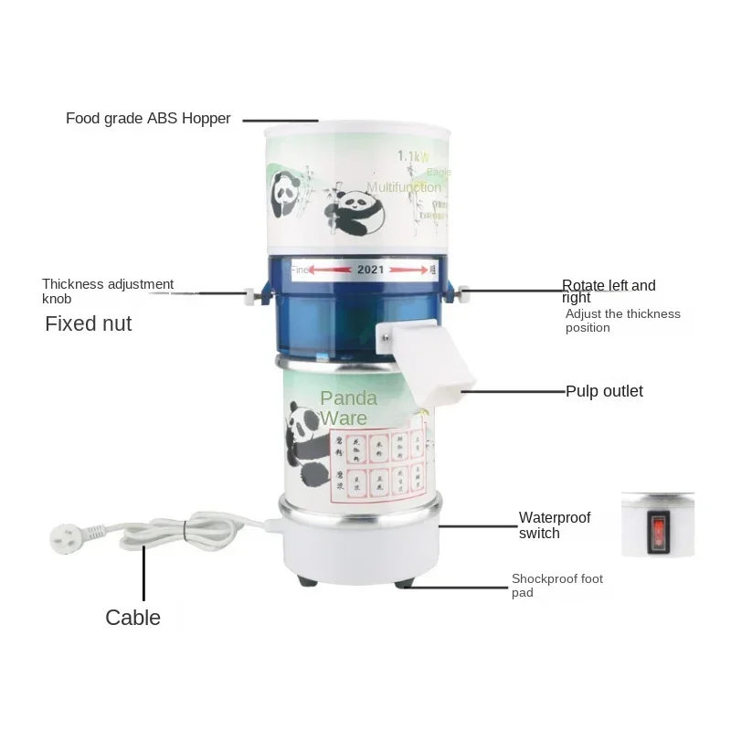 Raffinatore elettrico multifunzionale Efficienza Mulino per pietra domestico Rettifica Raffinazione Piccolo raffinatore per latte di soia asciutto e bagnato