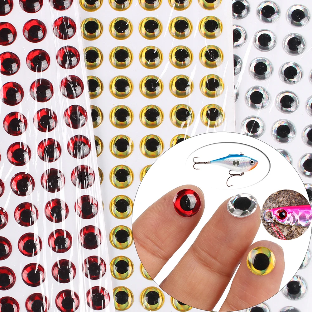 100pcs Fishing Lure Eyes Fly Fishing 3D Simulation Artificial Fish Eyes Stickers 13mm 14mm 15mm 16mm Fishing Tackle