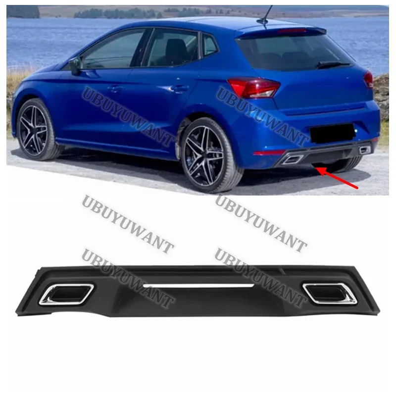 For Seat Ibiza MK5 6F 2017 2018 2019 2020 2021 Rear Bumper Diffuser Body Kit Accessories FR Style Matt Black Chrome Tips - view 4