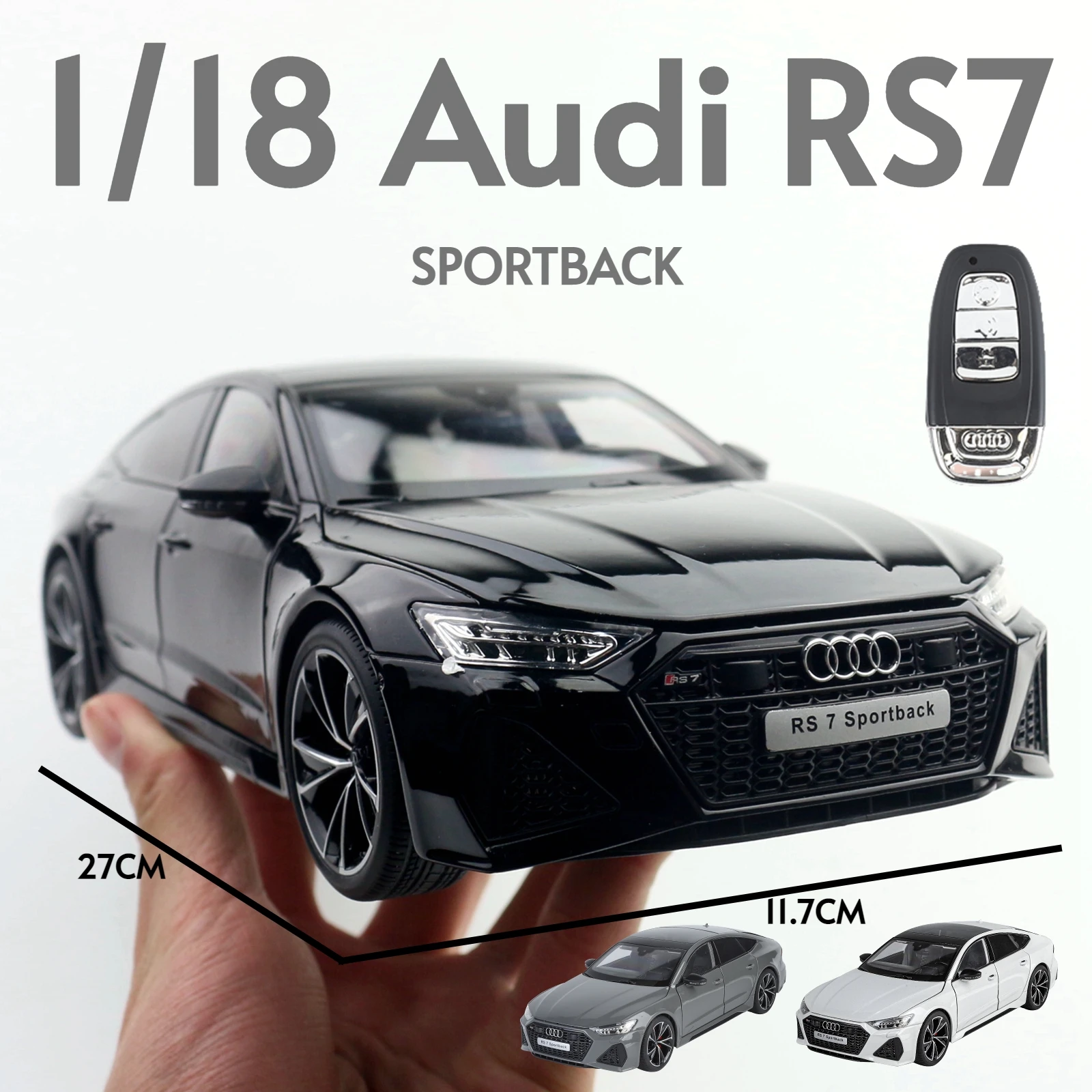 1/18 Audi RS7 Sportback Model samochodu zabawkowego Diecast Alloy Metal Miniature Pull Back Sound Light Collection Gift For Boy Children Kid