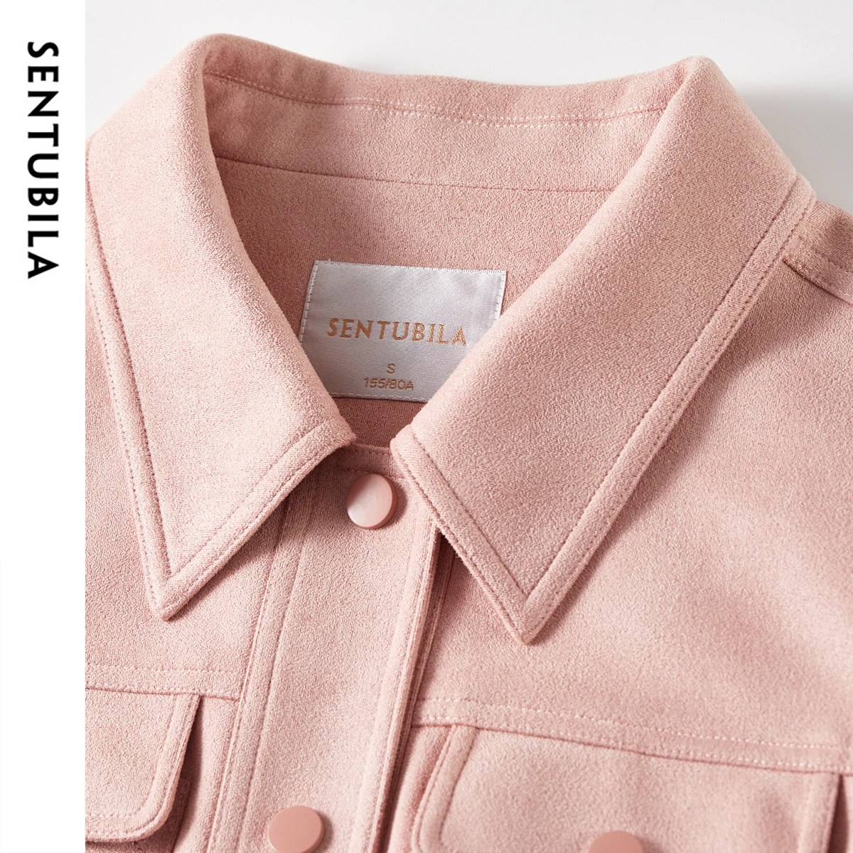 سترة نسائية مخملية من SENTUBILA لخريف 2025 بياقة مقلوبة وأكمام فانوس واحدة الصدر ملابس خارجية قصيرة غير رسمية 153WB2129