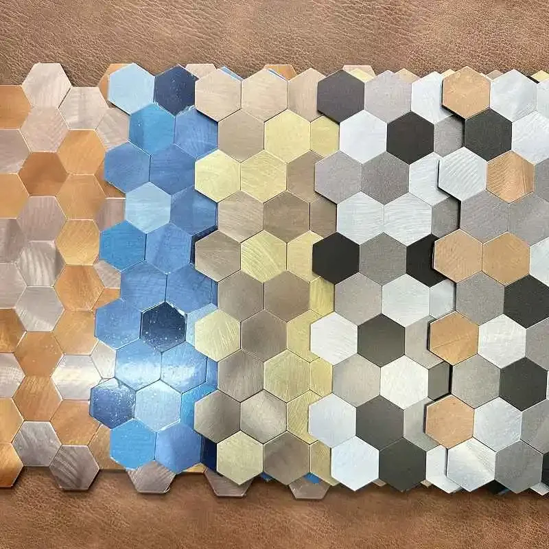 

4pcs/lot Mosaic Wall Tile Peel And Stick Self Adhesive Waterproof Aluminum composite hexagon Kitchen Bath Tile Backsplash 118