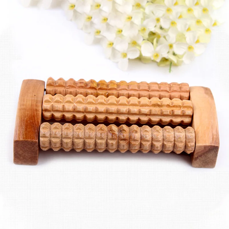 

3 Rows Wooden Foot Roller Wood Care Massage Reflexology Relax Relief Massager Spa Gift Foot Massage Shiatsu Acupressure Massager