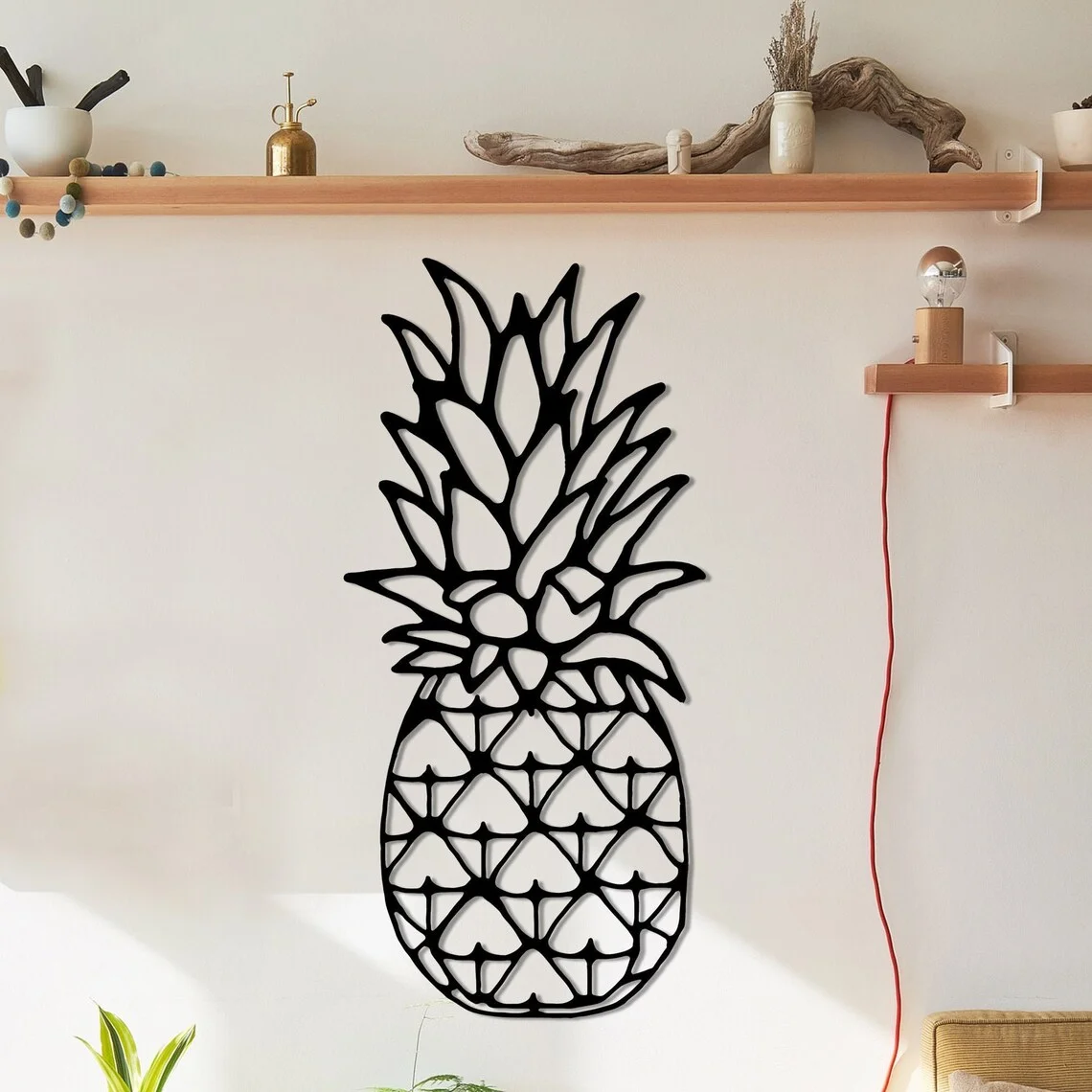 Pineapple Wall Decoration Cast Iron Wall Decor Black Metal Wall Decor Metal Pineapple Wall Art Metal Tropical Wall Art Hawaiian