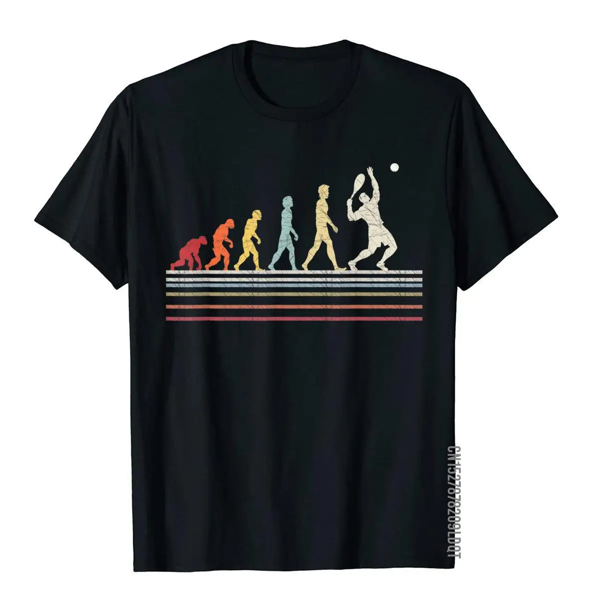

Human Evolution To Tennis Funny Graphic T-Shirt - Men's Cotton Street Style Affordable Retro Birthday Gift Casual Tee
