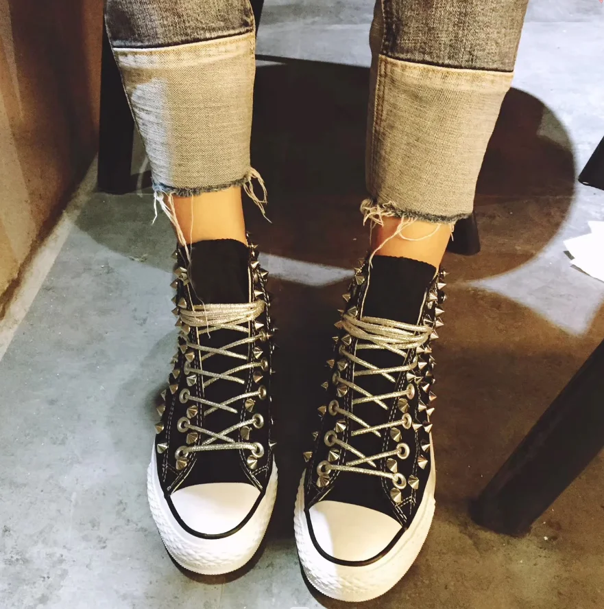 High top spikes custom street dance canvas fashion men\'s and women\'s integrated sports casual shoes plus size 35-46