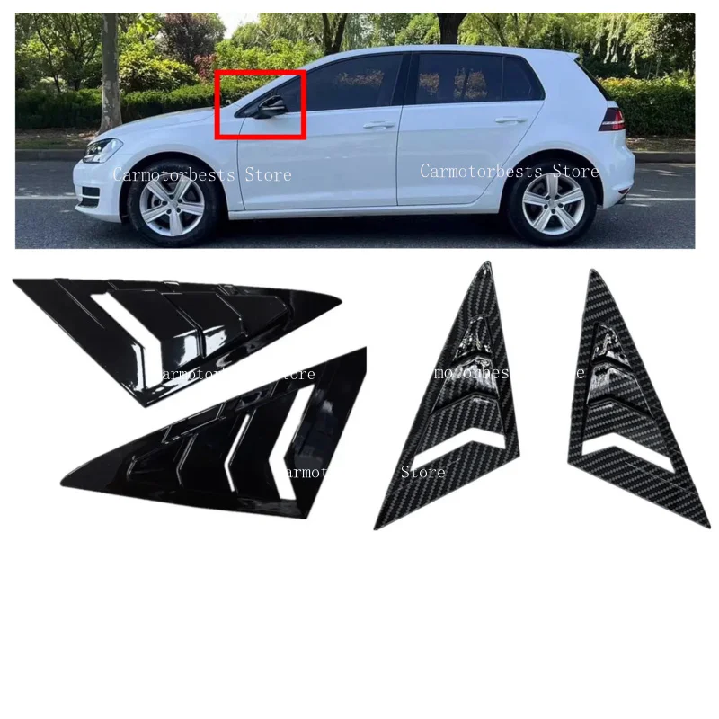 Car Front Triangle Window Louver Fit For VW Golf 7 MK7 MK7.5 2013~2020  Side Shutter Blind Shades Cover Trim Sticker Vent Carbon