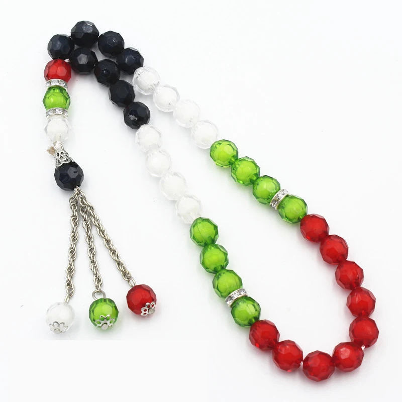 Islamic Muslim Rosary Bracelet 33 Prayer Beads 10Mm Colorful Acrylic Beads Jewelry for Women Men Tasbih Tasbeeh Tassel Bracelet