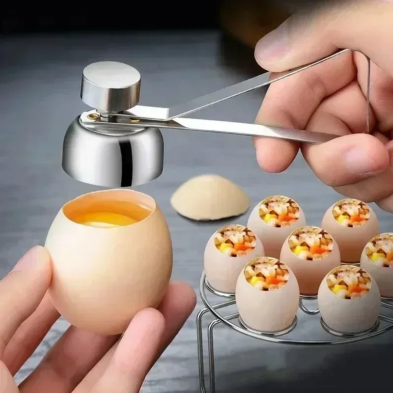 Portable Egg Shell Cutter Opener Metal Egg Scissors Double End Egg Topper Tool For Raw Boiled Eggs Kitchen Gadget Accessories
