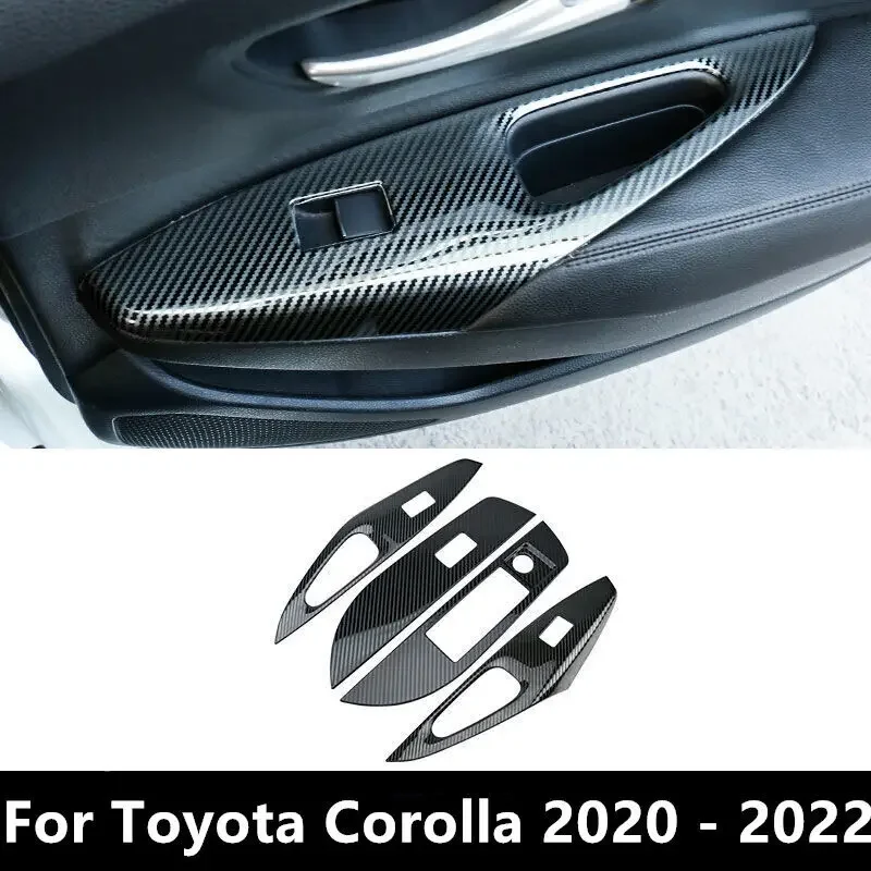 Carbon Fiber Window Lift Panel Switch Cover Trim For Toyota Corolla 2019~2021