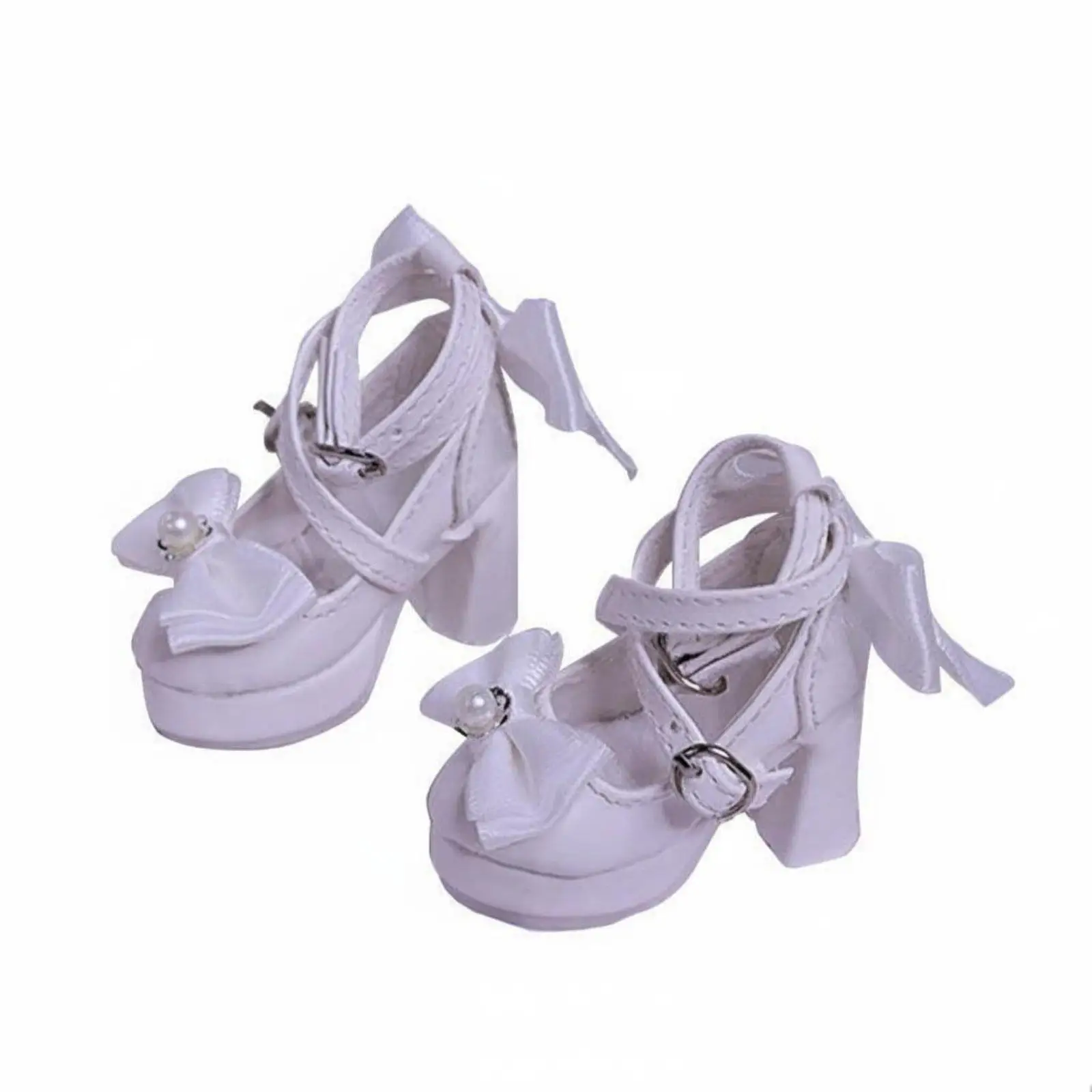 Cute Doll Footwear Elevated Heels with Pearl Charm Details for 1/4 Resin BJD Dolls Perfect for Photo Props