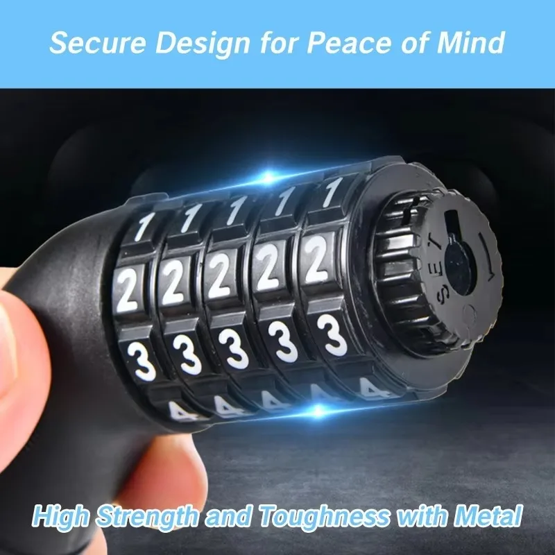 

YNV For Anti-Theft Durable Cable Chain 4-Digit Password Motorcycle Bicycle Helmet Lock Portable Safety Wire Rope