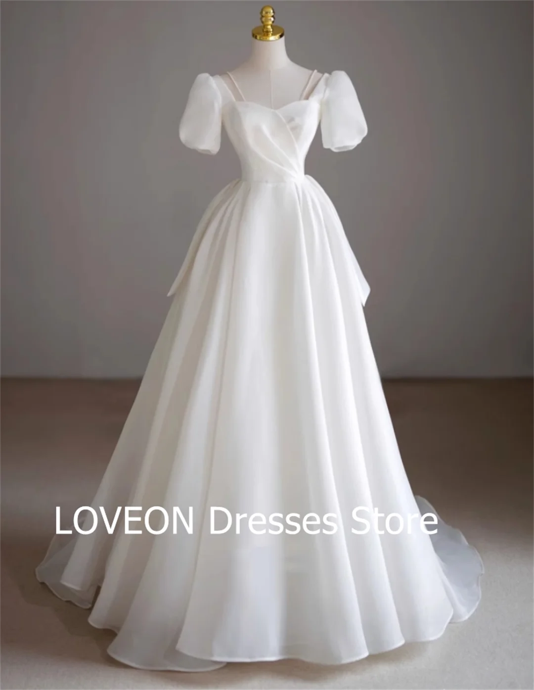 GIOIO Sweetheart Elegant Organza Wedding Dresses Sweep Train 프롬드레스 A-Line Korea Pretty Ivory Satin Bride Gowns Party Women Bride