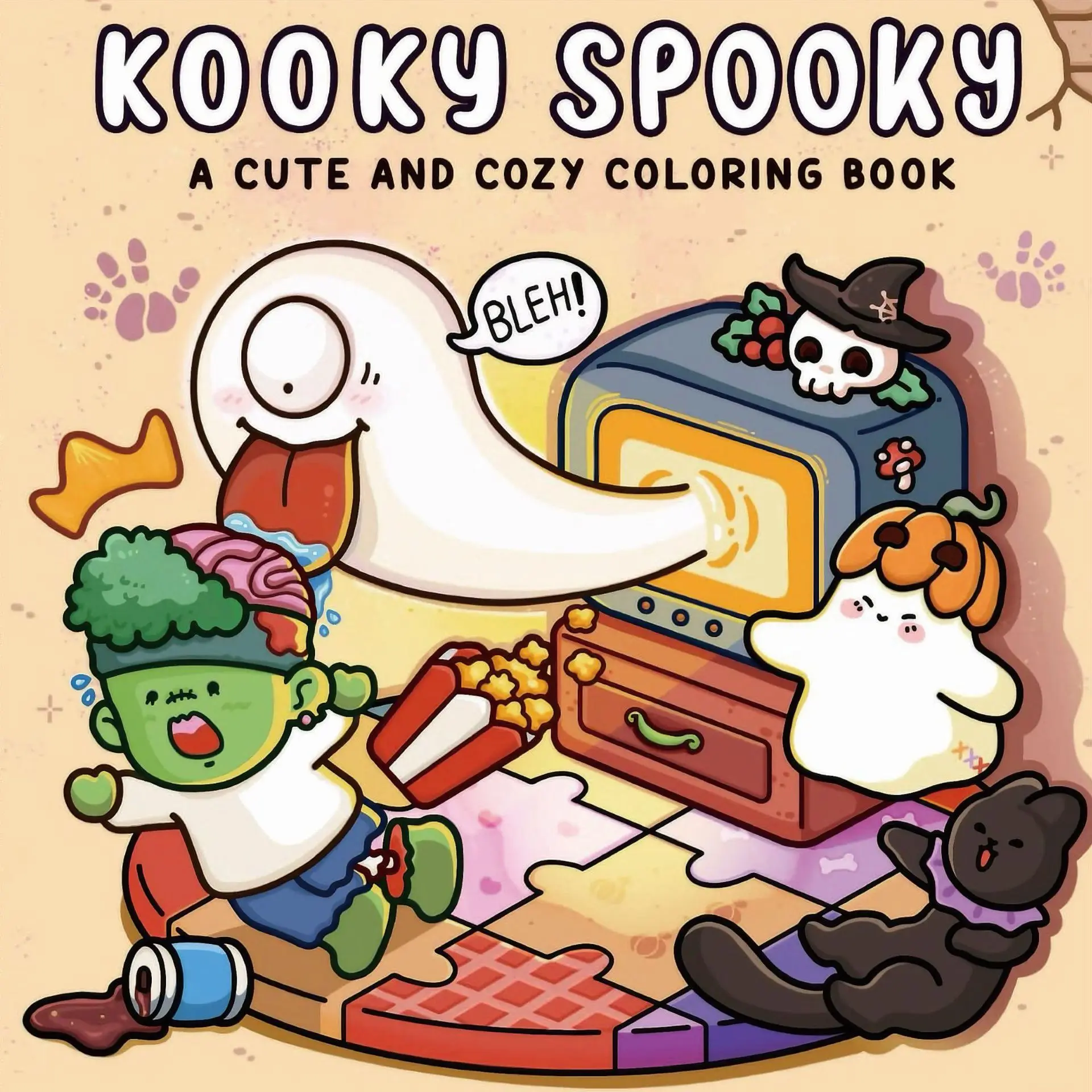Kooky Spooky Coloring Book for Adults Art Therapy Stress Relief Gift Design Decor Enthusiast Women Men