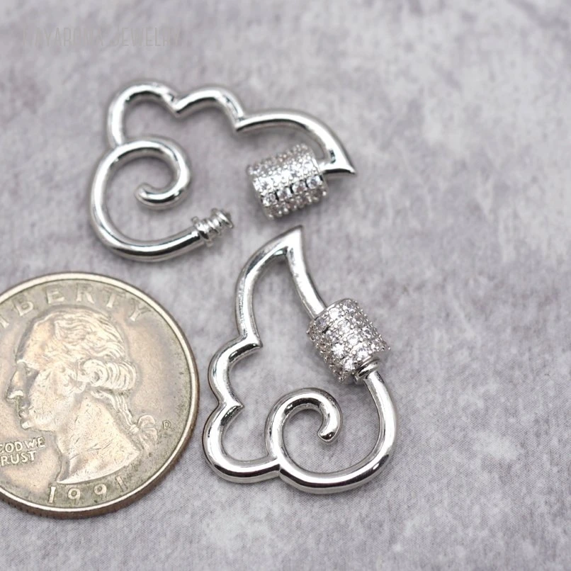 

5Pcs Wing Copper Silver Color Screw Hooks Invisible Setting Jewelry Findings & Components Accessory Clasps