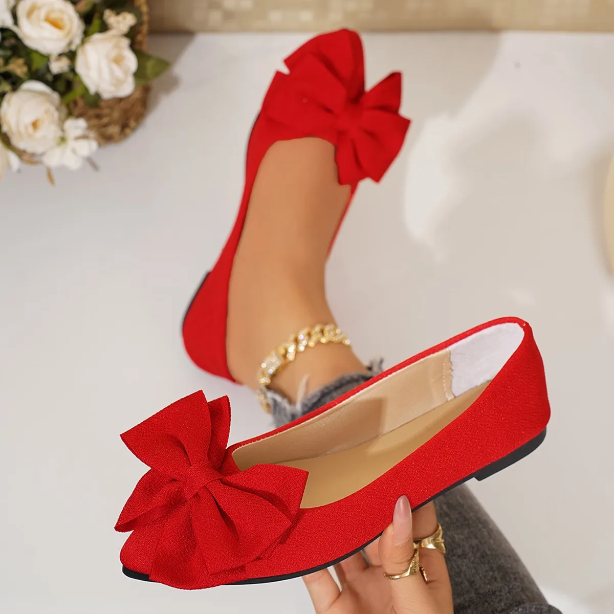 النساء الشقق ربطة أشار تو أحذية الإناث المشي فستان أحذية الربيع موضة أحذية غير رسمية الضحلة Zapatillas Mujer