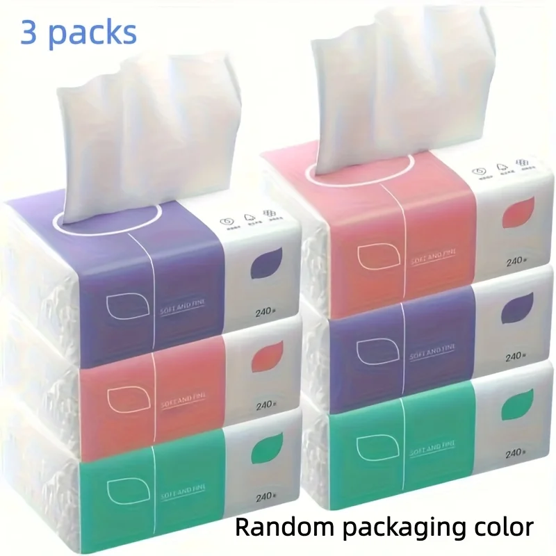 3 Packs of High-quality 4-ply Paper Towels, Totaling 720 Sheets, Suitable for Use in The Bathroom and Living Room. Durable