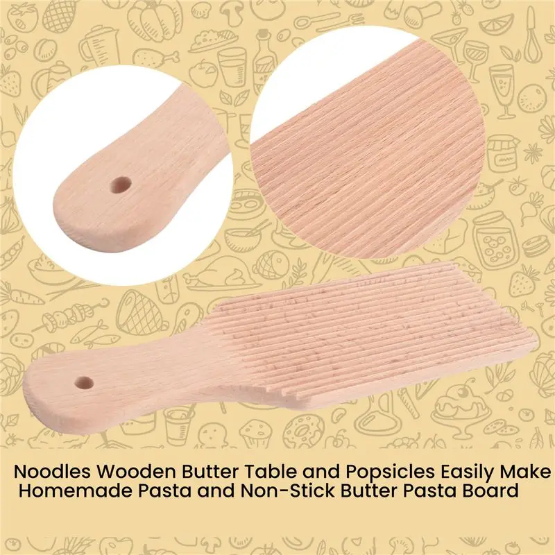 Noodles Wooden Butter Table And Popsicles Easily Make Homemade Pasta And Non-Stick Butter Pasta Board Gnocchi Roller Limited Tim