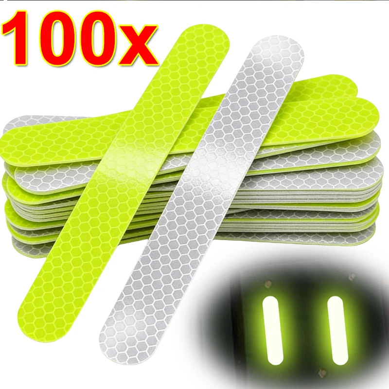 

100/50/30/10 шт. флуоресцентные декоративные наклейки для вождения, предупреждающие светоотражающие наклейки на шлем, велосипед, мотоцикл, автомобиль, ночная безопасность, наклейки