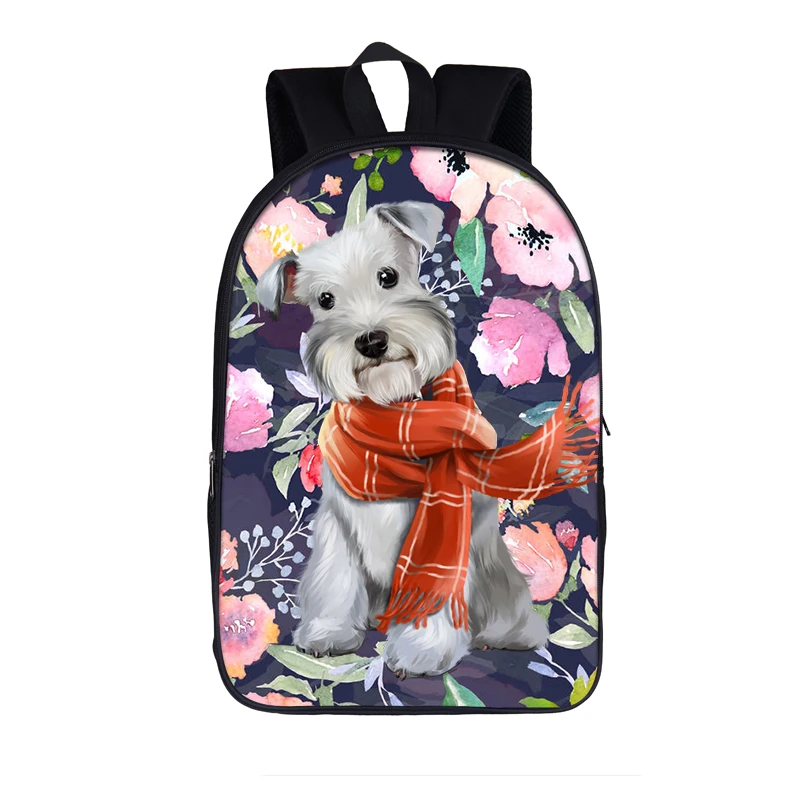 Flower Dog Yorkshire Terrier / French Bulldog Backpack Children School Bags for Teenage Girl Boy Daypack Kid School Backpack Bag