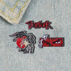 Cartoon Anime Warrior Enamel Pins Red Branded Sword Berserk Alloy Brooch Badges Fashion Gothic Lapel Jewelry Gift For Friends