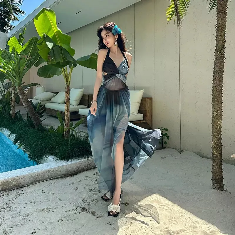 Thai Sanya vacances licou cou une pièce robe de plage dos ouvert été maillot de bain pour les femmes ambiance maillot de bain