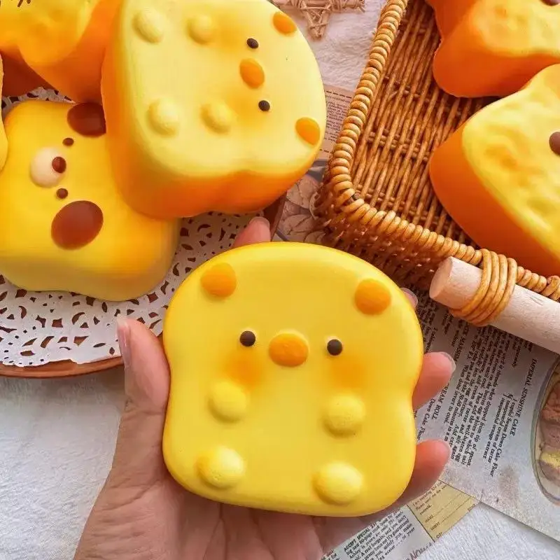Cute Cartoon Simulated Toast Squeeze Toy Soft Stress Relief Slow Rising Sensory Fidget For Anxiety Gifts For Kids Adults