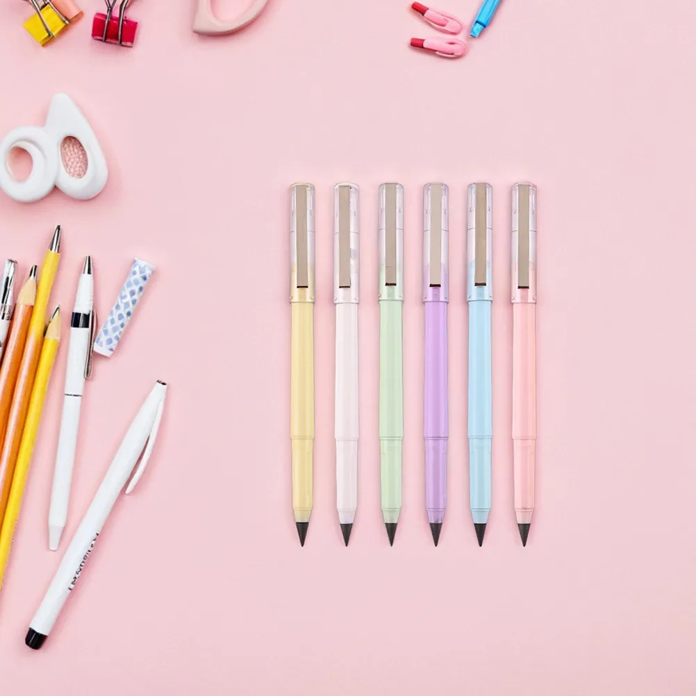 6Pcs Eternal Erasable Pencil Set Smooth Grip Reusable Inkless Colored Pencil for Sketching Coloring Writing Journaling