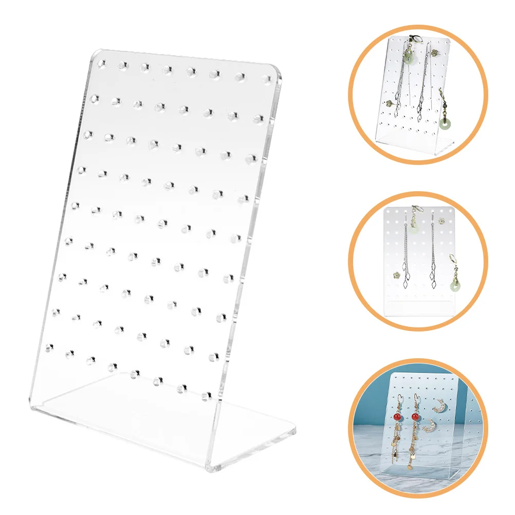 

4pcs 72 Holes Acrylic Holder Display Stand For Studs Hoops Dangles Jewelry Organizer Rack Transparent Space Saving Storage