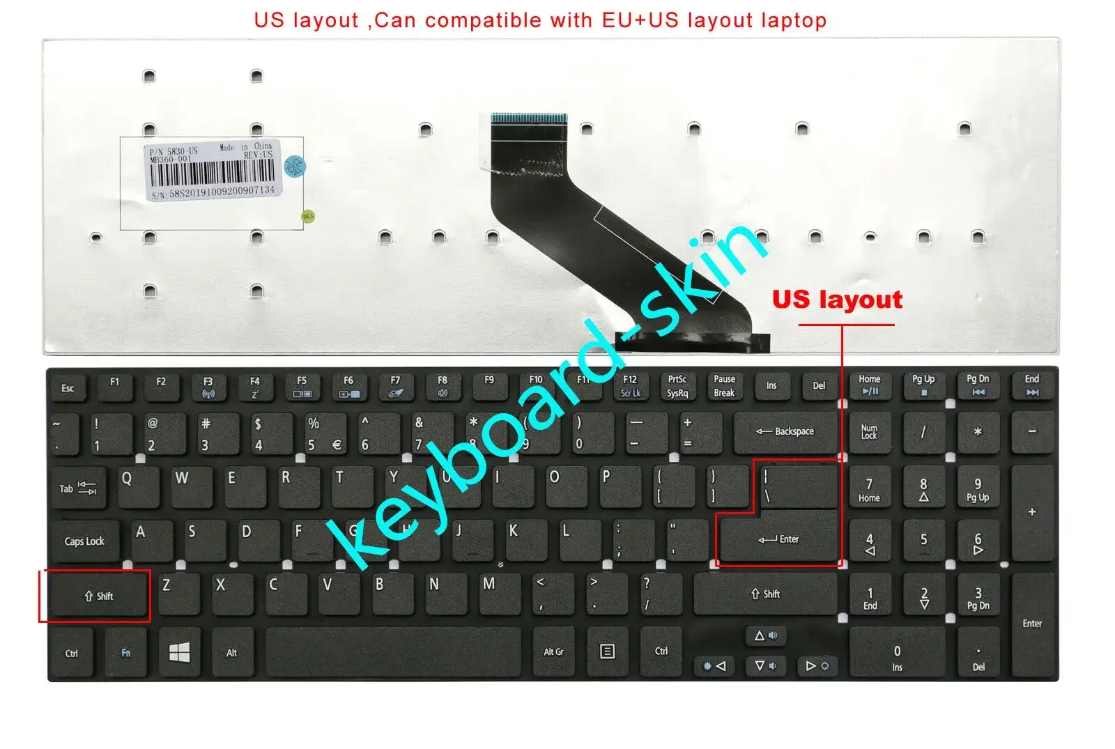 New US Keyboard for Acer ES1-731G,E1-522G,E1-530G,E1-532G,E1-570G,E1-572G,E1-731,E1-771,E5-511G,E5-551G,E5-571G,E5-572,E5-721