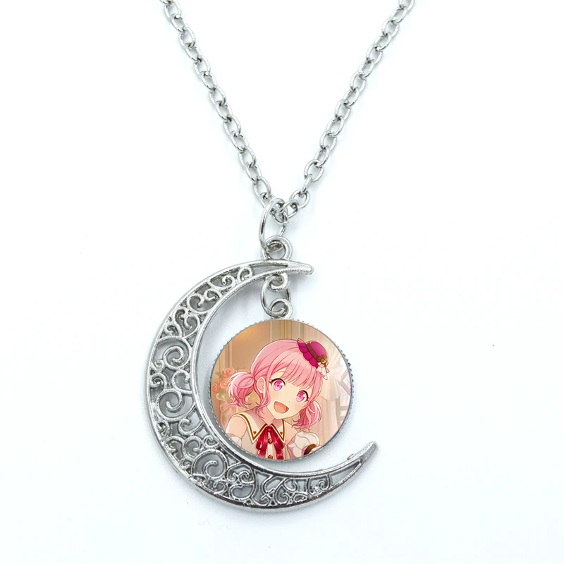 Project SEKAI Anime Ootori Emu Wonderlands×Showtime Glass Dome Cabochon Crescent Moon Necklace Statement Jewelry Gift