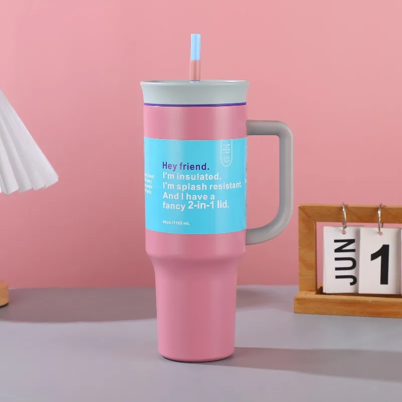 

Новая автомобильная чашка с ручкой на 40 унций, вакуумная чашка из нержавеющей стали 304, уличная автомобильная изоляционная чашка Ice King