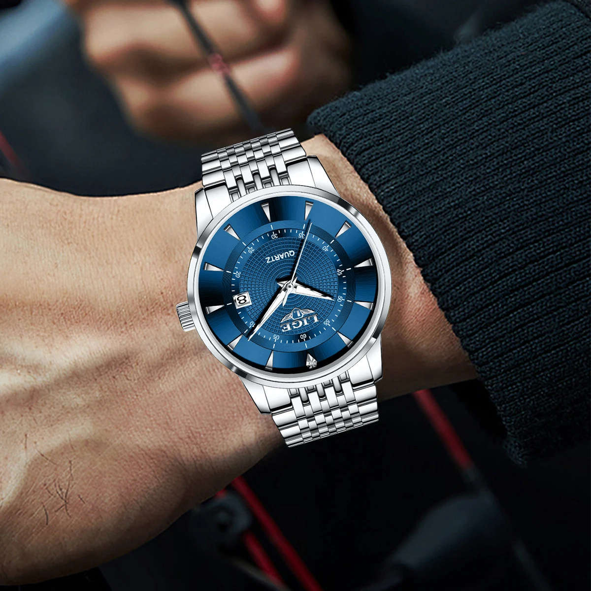 LIGE موضة ساعات رجالية مقاوم للماء مضيئة الرجال الساعات الرياضية ساعة التقويم الفاخرة كوارتز ساعة يد رجالي reloj hommes + BOX