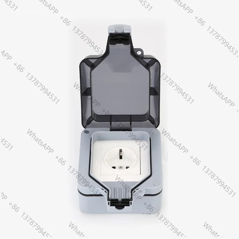 CE Outdoor European Plug-in IP66 Splash Proof Box European Standard German Single Industrial Rainproof Switch Waterproof