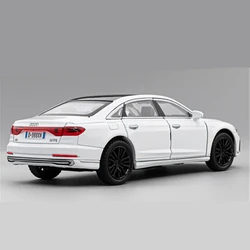 New 1:32 AUDI A8 Alloy Car Model Diecasts Metal Vehicles Car Model High Simulation Sound and Light Collection Childrens Toy Gift