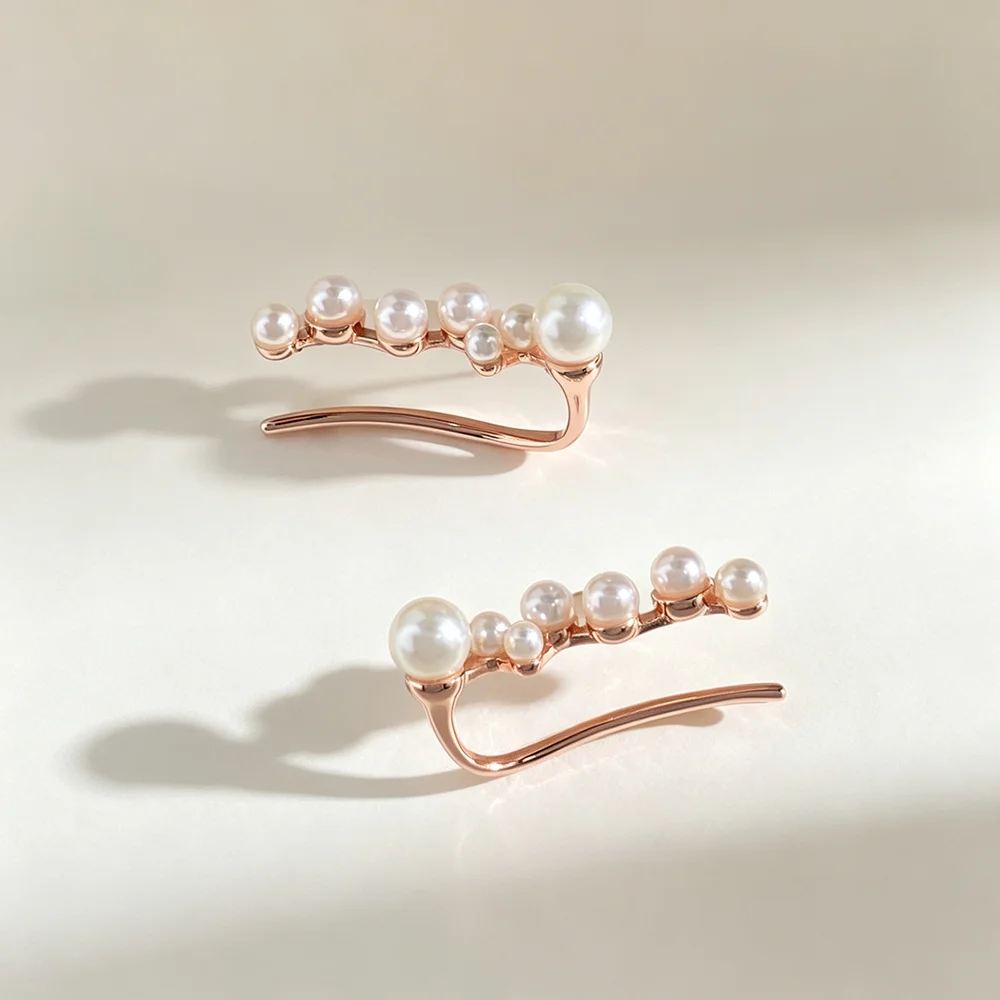 New Arrival Pearls Vine Ear Cuff Earrings Rose Gold Silver Color No Piercings Clip Earrings For Women Fashion Jewelry