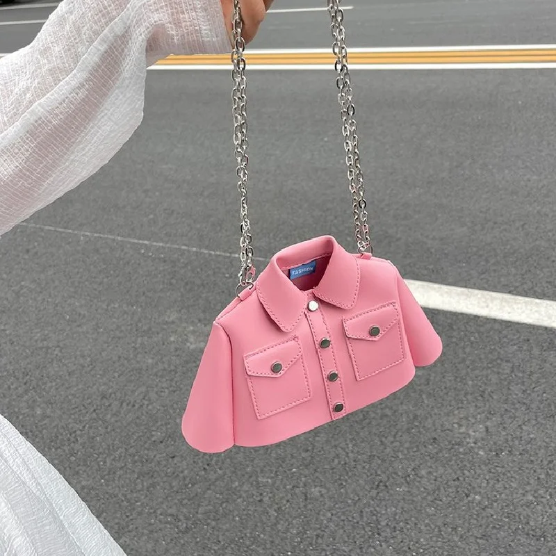 2024 New Internet Celebrity Fashionable And Creative Clothing Style Crossbody Bag Cute Chain Shoulder Bag Women's Bag