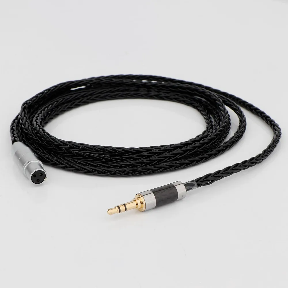 8 Cores Silver Plated Black Earphone Cable HiFi Headphone Cable OCC Silver Plated 2.5 3.5 4.4 6.5mm to Mini XLR Balanced Earphon