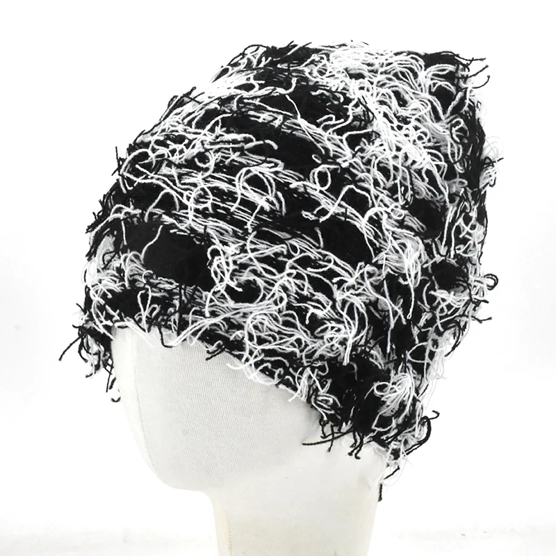 2024 New Hip Hop Balaclava Distressed Knitted Caps Full Face Ski Mask Women Outdoor Camouflage Fuzzy Ski Balaclava Beanies Hat, image 21