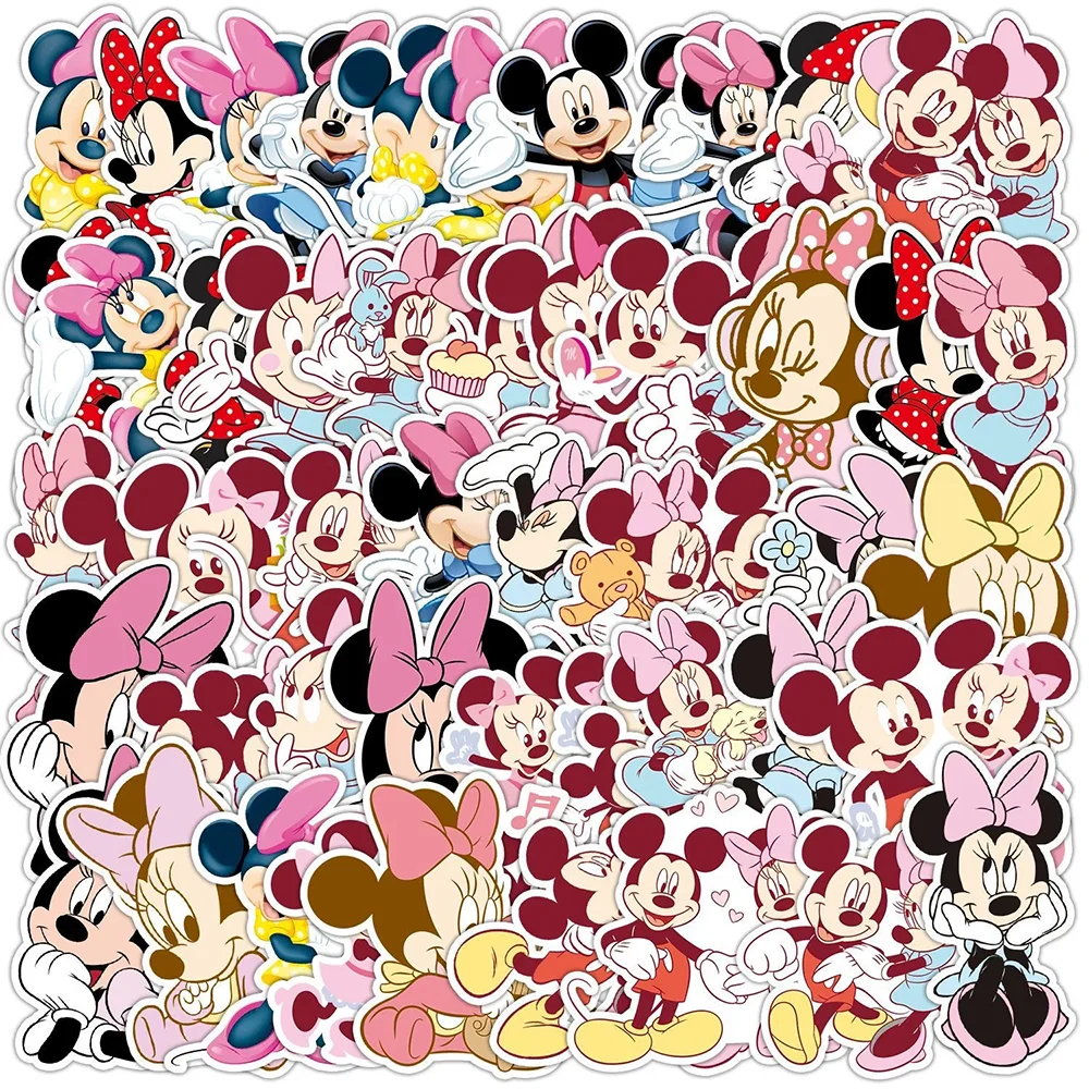 Stiker mainan anak-anak, 10/30/50 buah kartun Disney Mickey Mouse Minnie, mainan DIY, Notebook, ponsel, Laptop, koper, hadiah Dinding