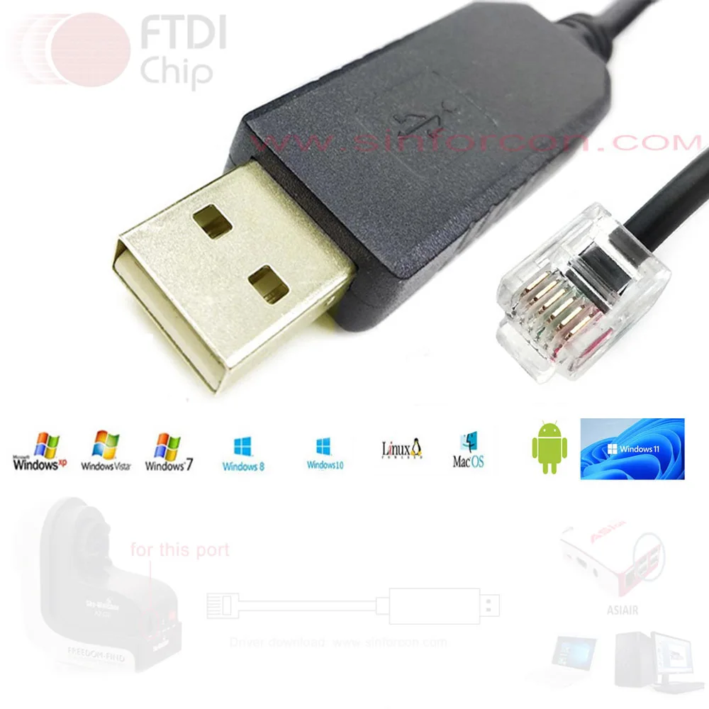 

USB RJ12 6P HC Interface Cable for AZ-GTi Alt AZ Skywatcher Alt Mount AZGTI FLEXTUBE 250 400 PC Asiair EQdirect EQMOD Cable