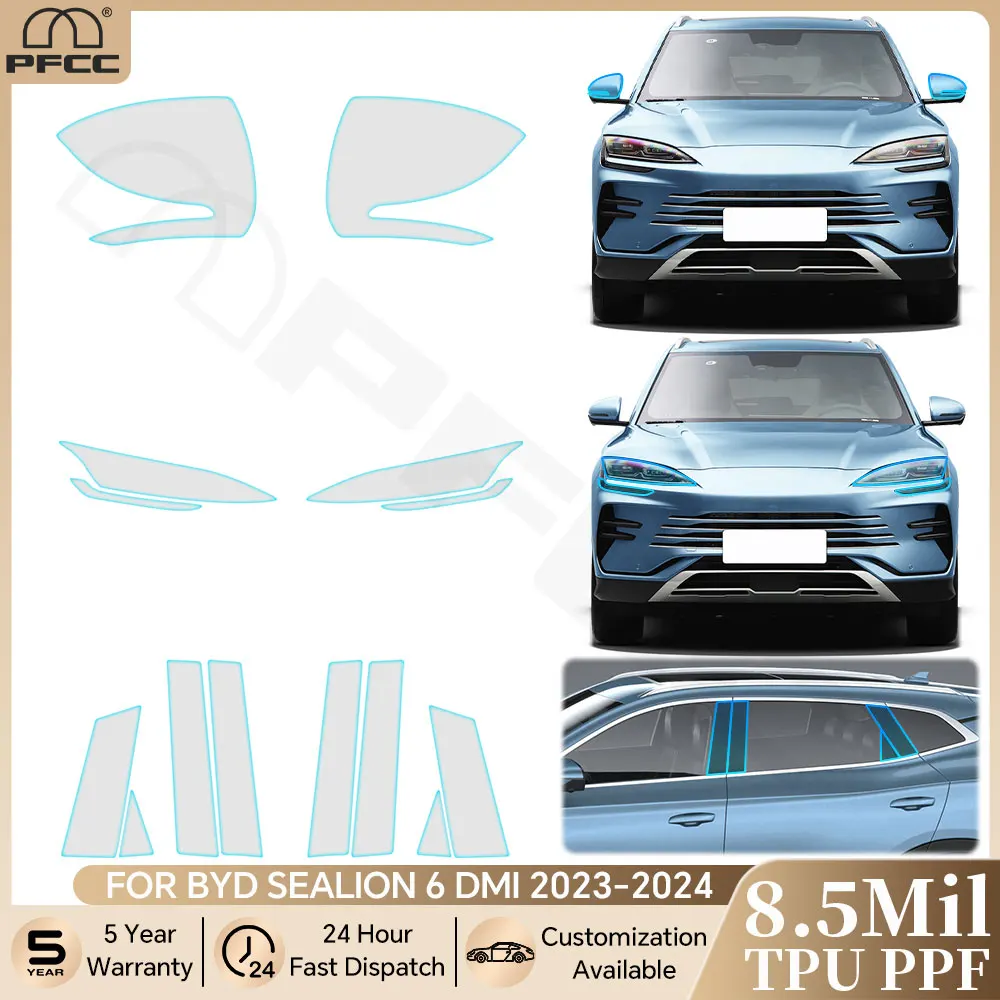 

For BYD SEALION 6 DMI 2023 2024 Pre-cut PPF Car Headlight Rearview B C Pillar TPU Paint Protection Film Clear Bra Anti-scratch