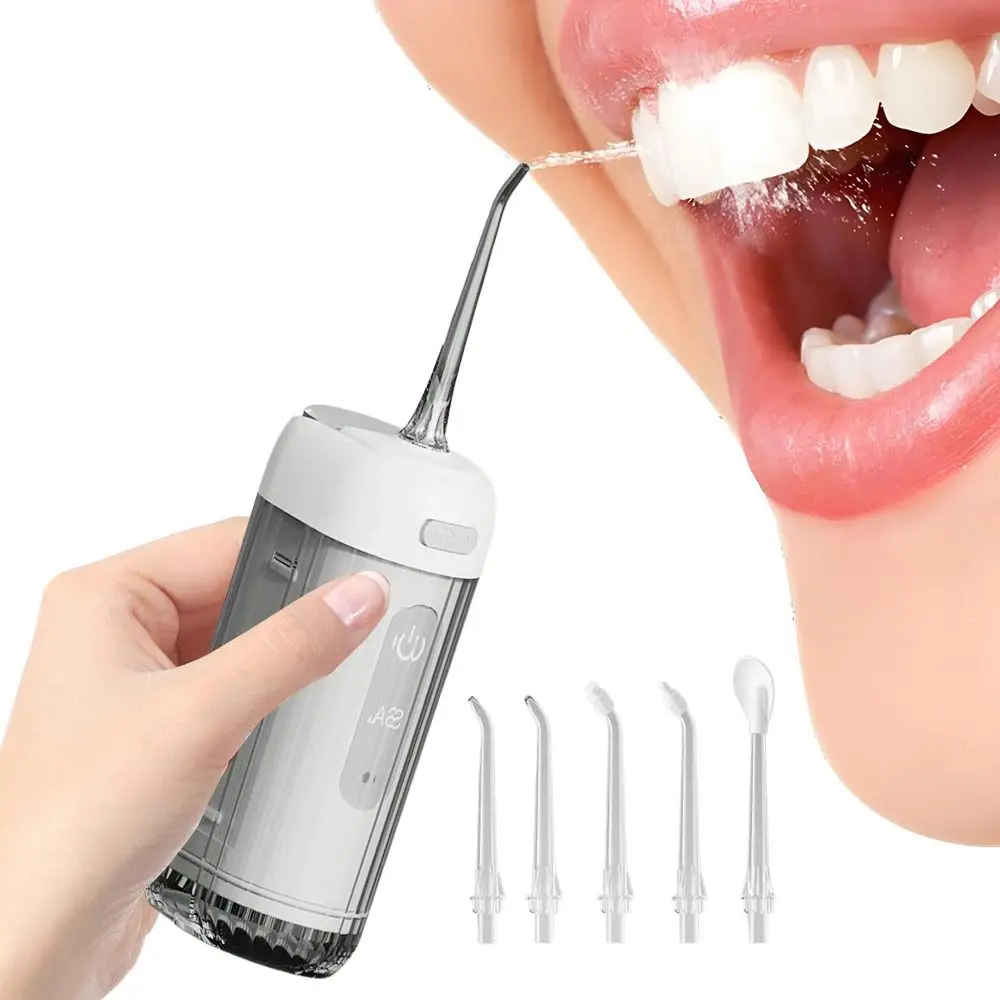 

Portable 5 Jet Tip Dental Water Flosser 3 Modes Gum Care Electric Dental Cleaner USB Rechargeable 200ml Water Jet Floss