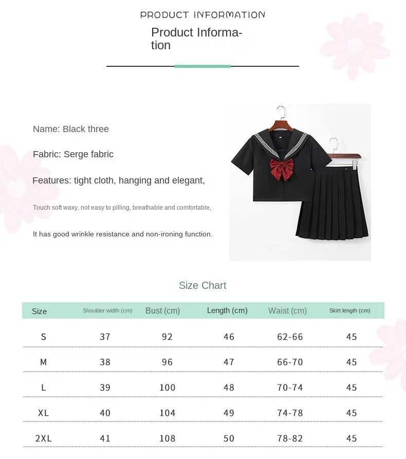 Japanese Jk Uniform Black Sanbon College Style Orthodox Original Black Sanbon Jk Sailor Uniform Pleated Skirt Suit