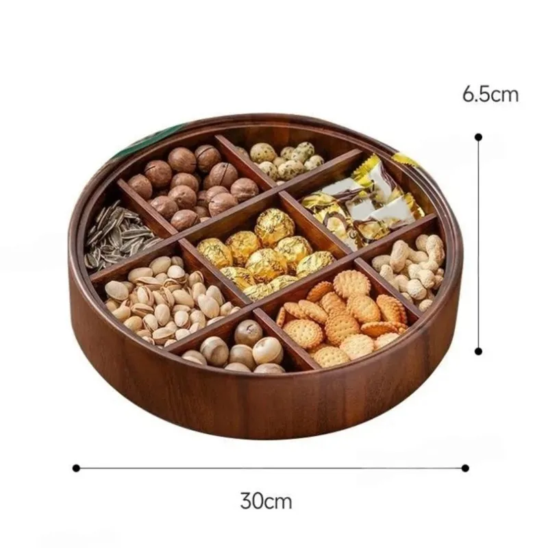 27newnew Wooden Snack Container with 9 Compartments - Elegant Design for Nuts Fruits and Treats - Perfect for Home and Use