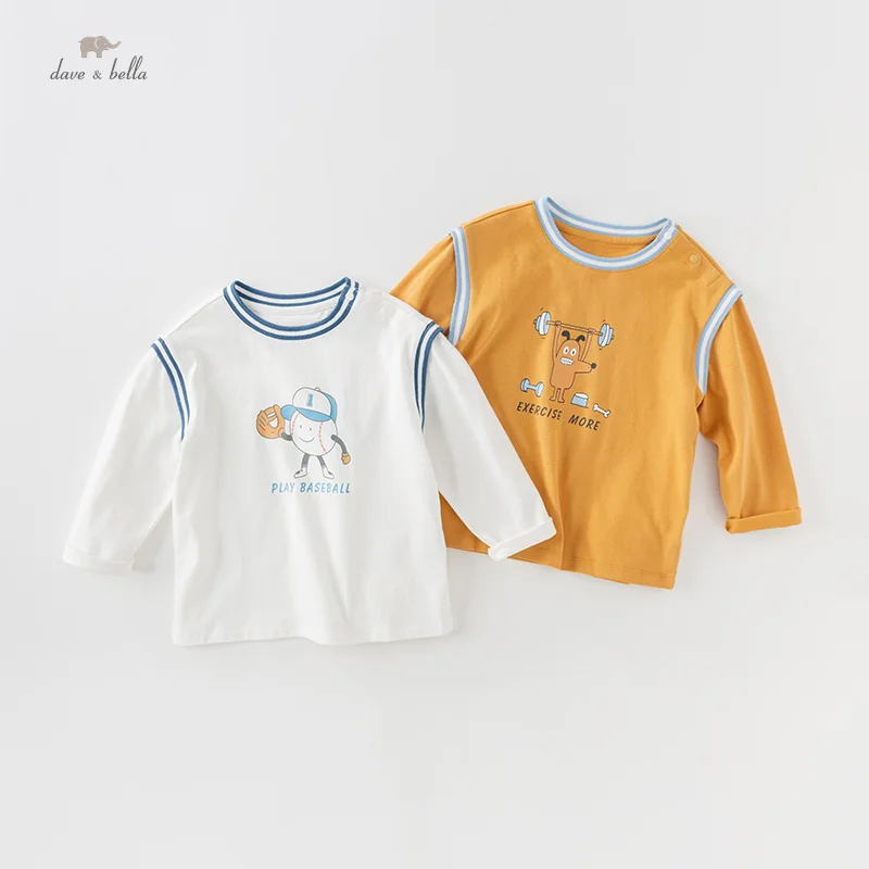 Dave Bella Autumn Boy's Baby T-Shirt Children Top Pure Cotton Fashion Casual Cartoon Outdoor Sport DB3236422