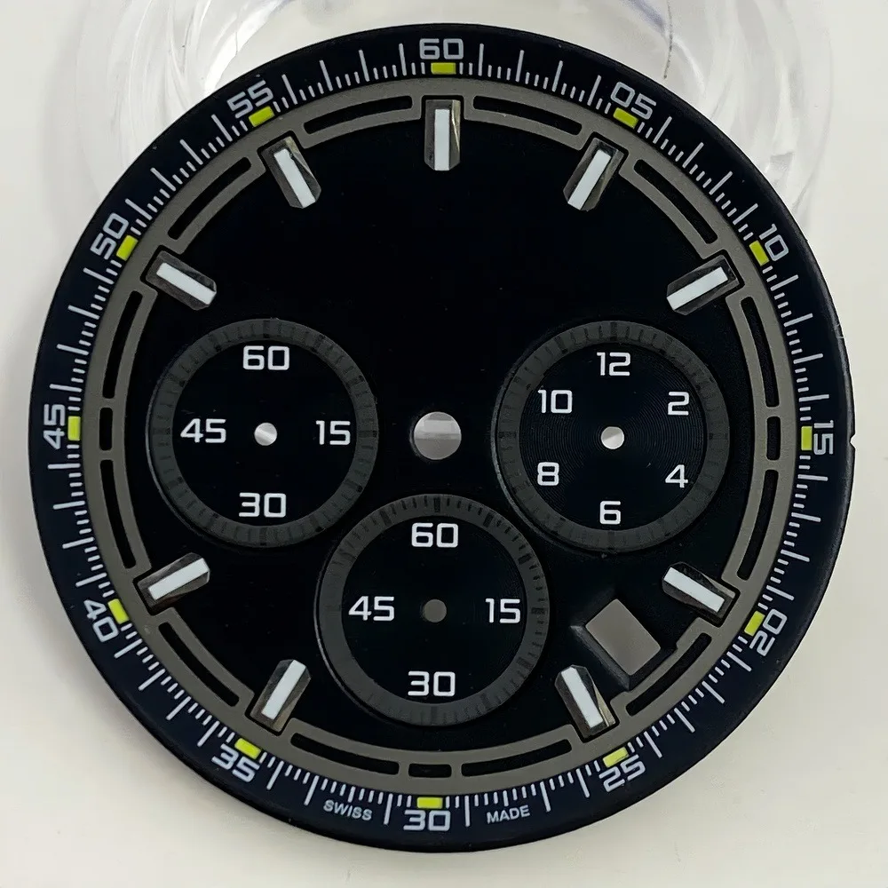 35.5 mm Dial, Compatible with VK63 Movement With Green Luminous Effect Watch Parts Mod